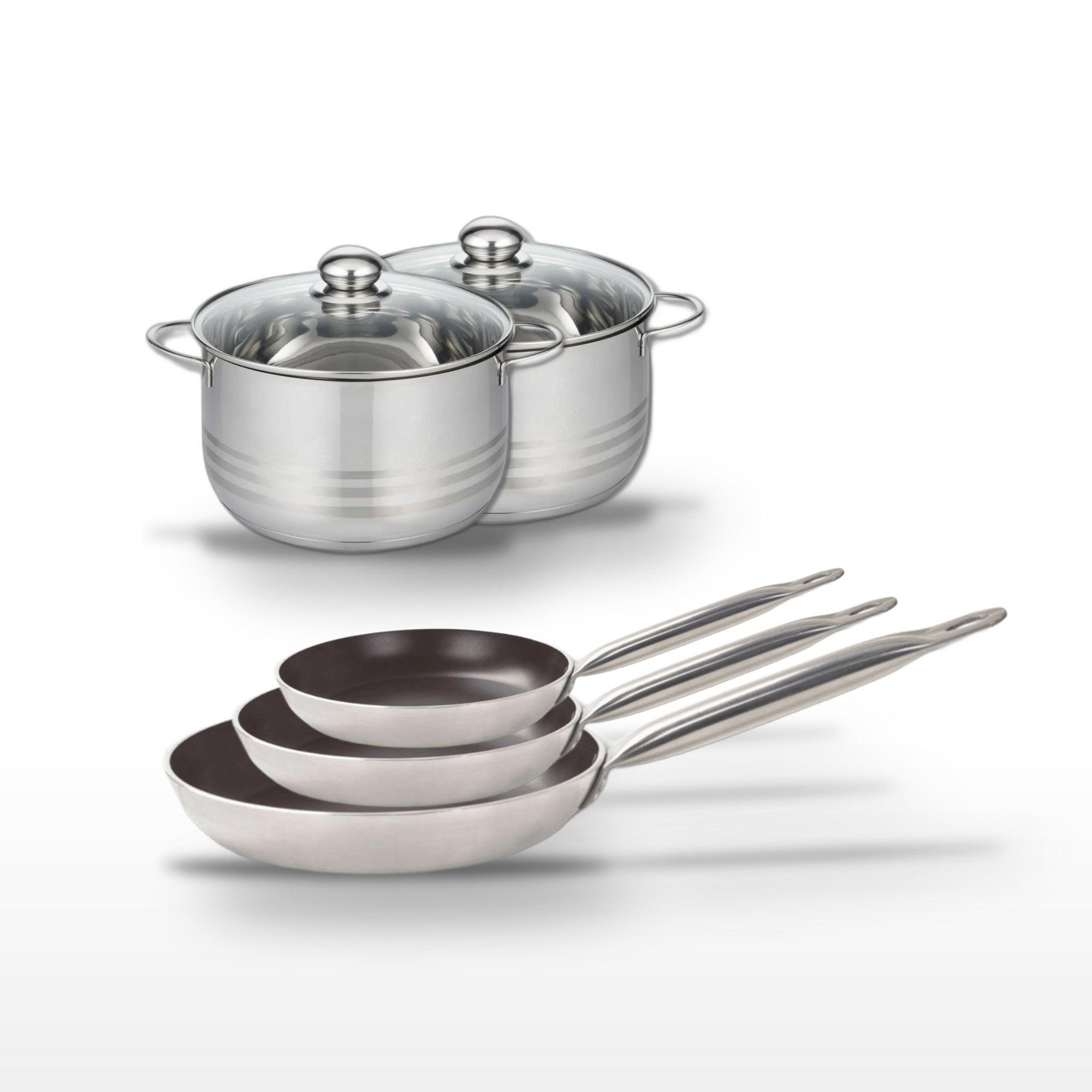 ELO Lot 3 poêles 24/28/32 cm et 2 faitouts 20/24 cm elo bistro line