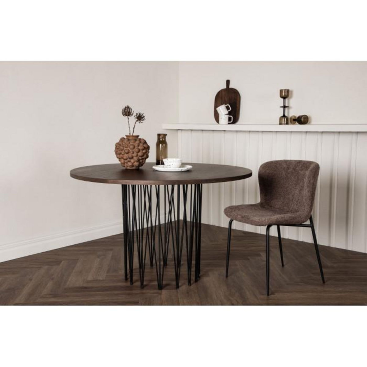 Paris Prix Table à Manger Ronde Design  Stone  120cm Marron