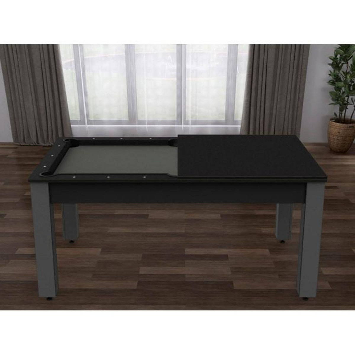 Paris Prix Table de Billard Convertible  Ohio  185cm Gris & Noir Grainé