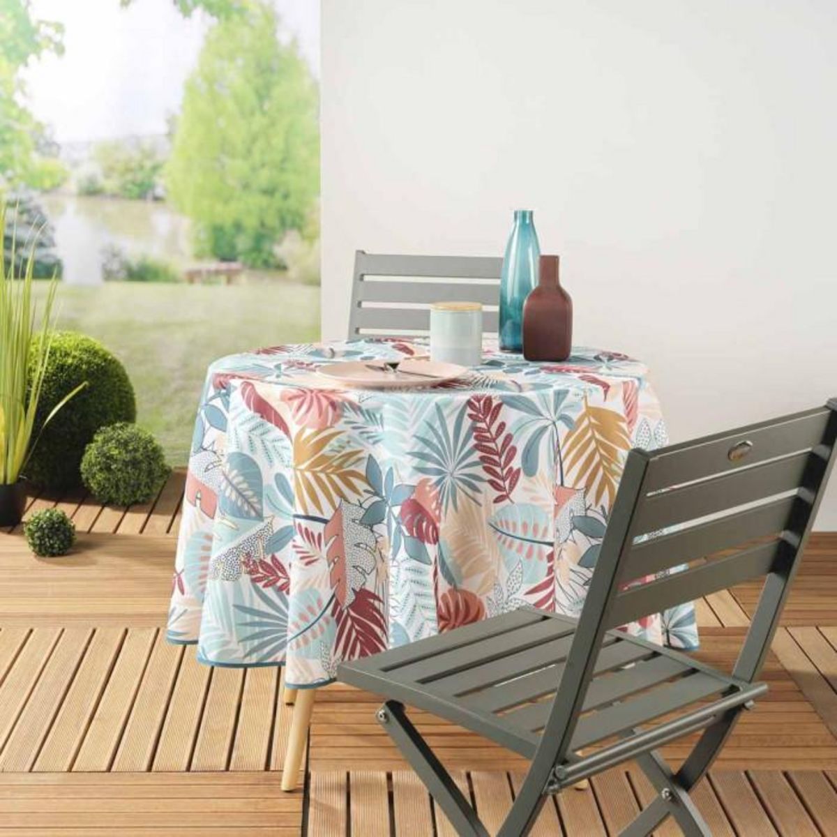 Paris Prix Nappe Ronde Antitache  Jacala  180cm Multicolore