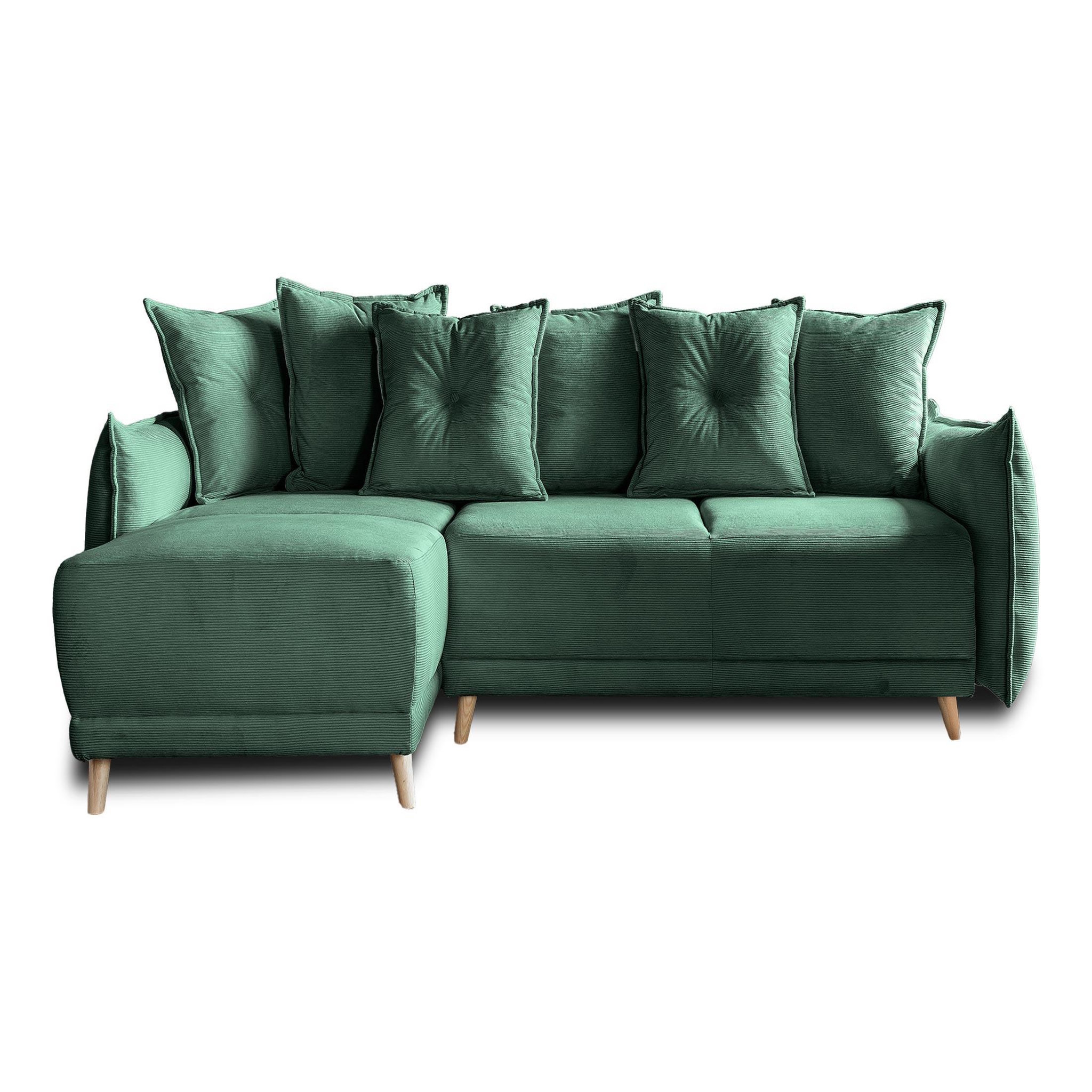 Voir la diapositive 1 : BEST MOBILIER Lena - canapé d'angle réversible 4 places - convertible avec coffre - en velours côtelé