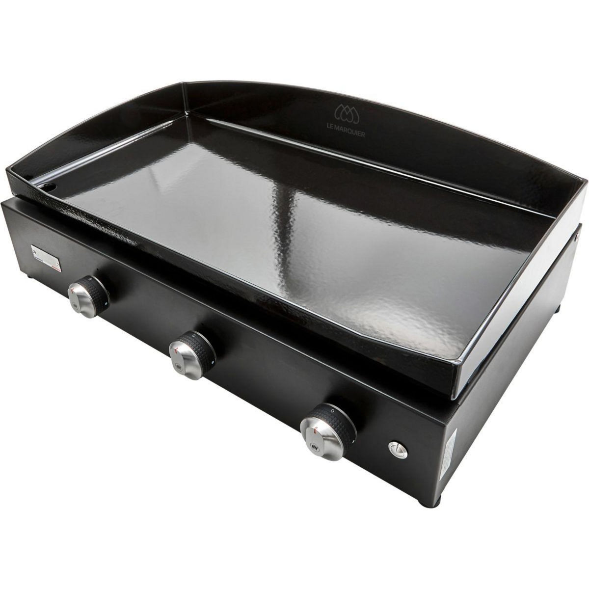 Le marquier Plancha gaz Pure 375 Noir 3 brûleurs à poser, 75x40 cm