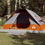VIDAXL Tente de camping a dome 4 personnes gris et orange impermeable