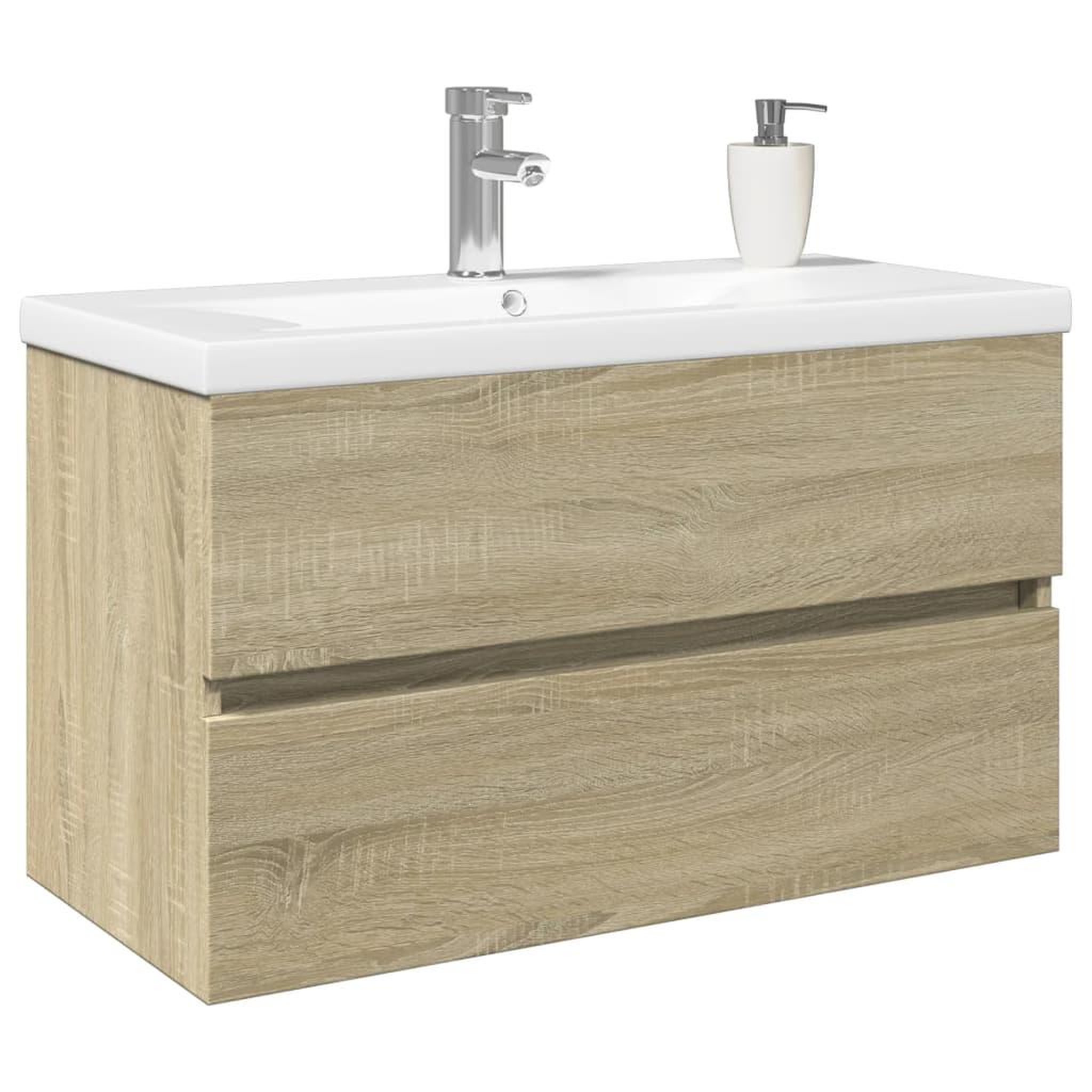 Voir la diapositive 3 : VIDAXL Ensemble de meubles de bain 2pcs ceramique et bois d'ingenierie