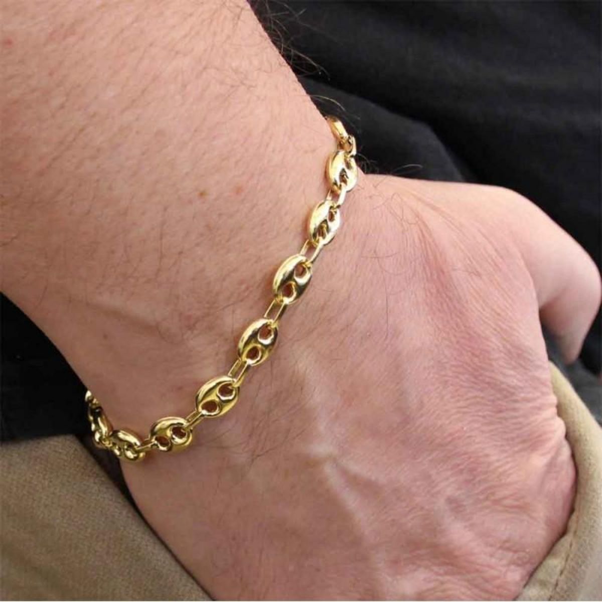 L'ATELIER D'AZUR Bracelet Homme ou Femme Or Jaune - Maille Grain de Café