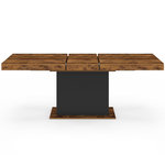 ID MARKET Table à manger extensible rectangle EDEN 6-10 personnes bois effet vieilli et noir 160-200 cm