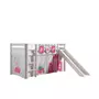 Vipack PINO Lit mezzanine avec toboggan pin massif Blanc + Little princess rideau et 3 pochettes
