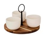 SECRET DE GOURMET Service Apéritif 4 Pièces  Elégance  19cm Blanc