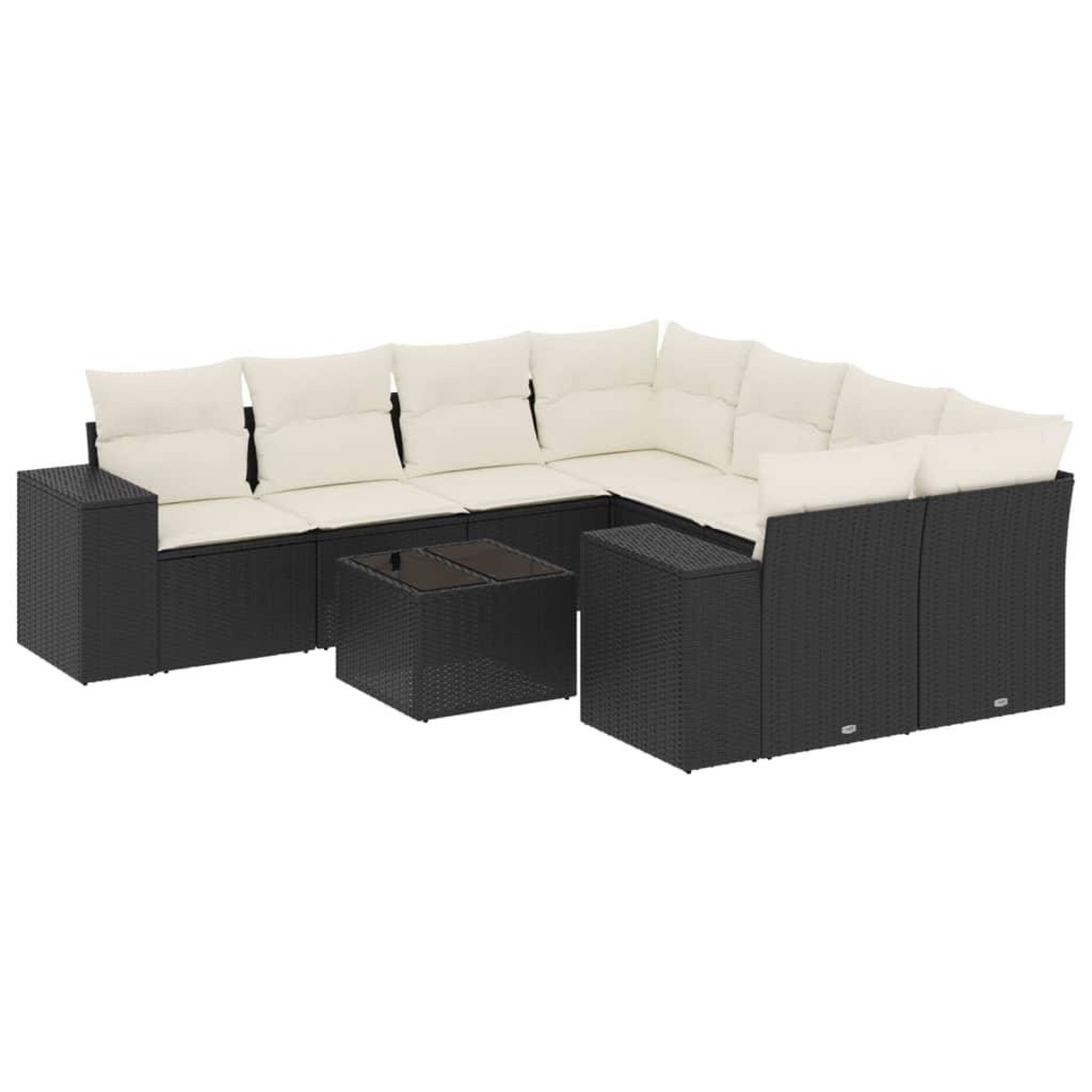 Voir la diapositive 2 : VIDAXL Salon de jardin 9 pcs avec coussins noir resine tressee