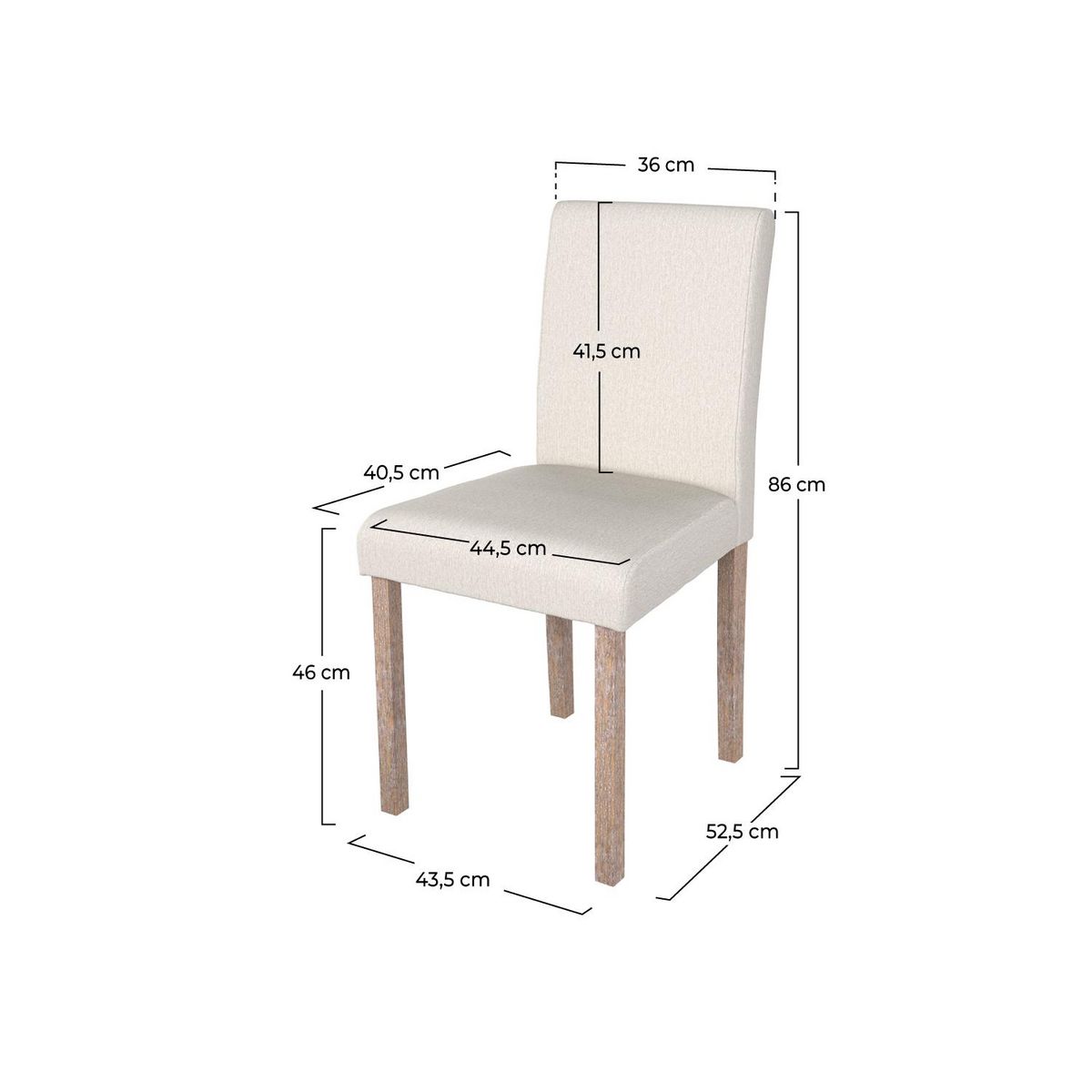 Rendez vous déco Lot de 2 chaises en tissu gris foncé et pieds en bois d'hévéa - Havane