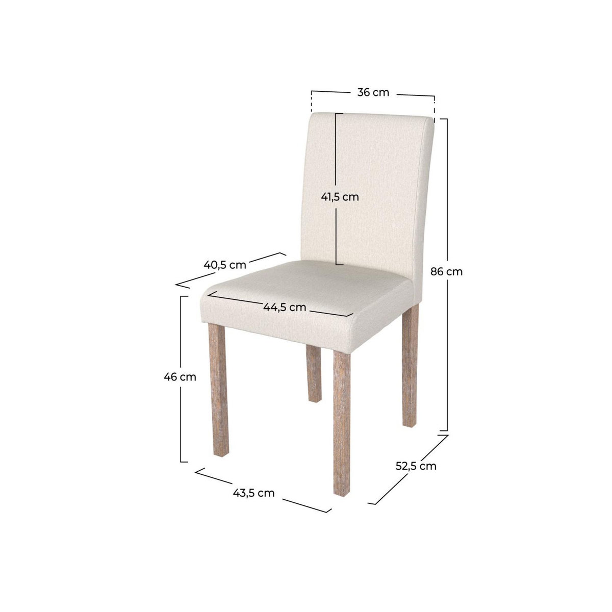 Rendez vous déco Lot de 2 chaises en tissu gris foncé et pieds en bois d'hévéa - Havane