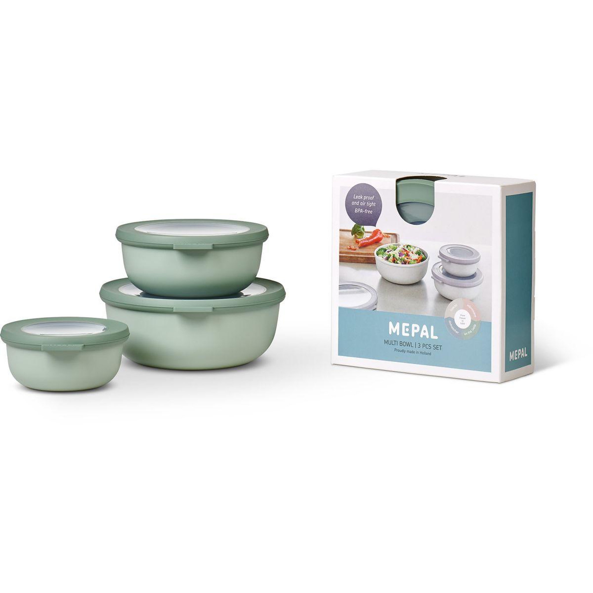 MEPAL Boîte hermétique 3 pcs cirqula rond nordic sage