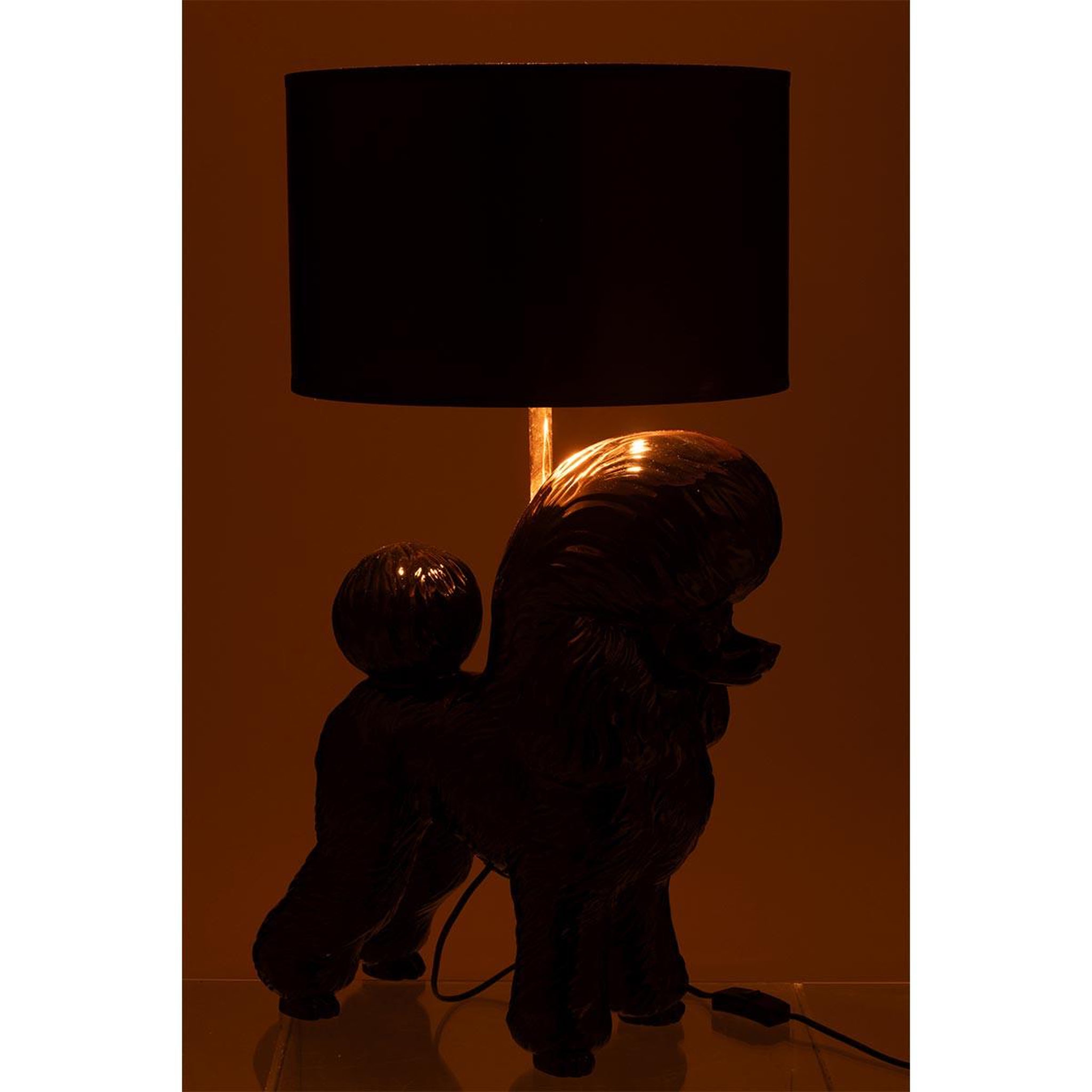 Voir la diapositive 3 : J-LINE Lampe à poser déco  caniche  74cm noir