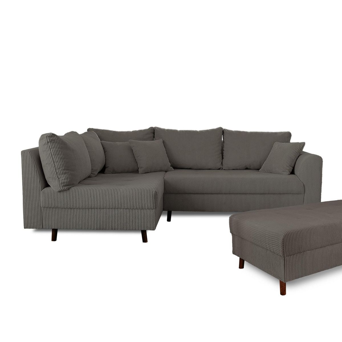 LISA DESIGN Rune - canapé d'angle gauche - 4 places - avec pouf d'appoint - en velours côtelé