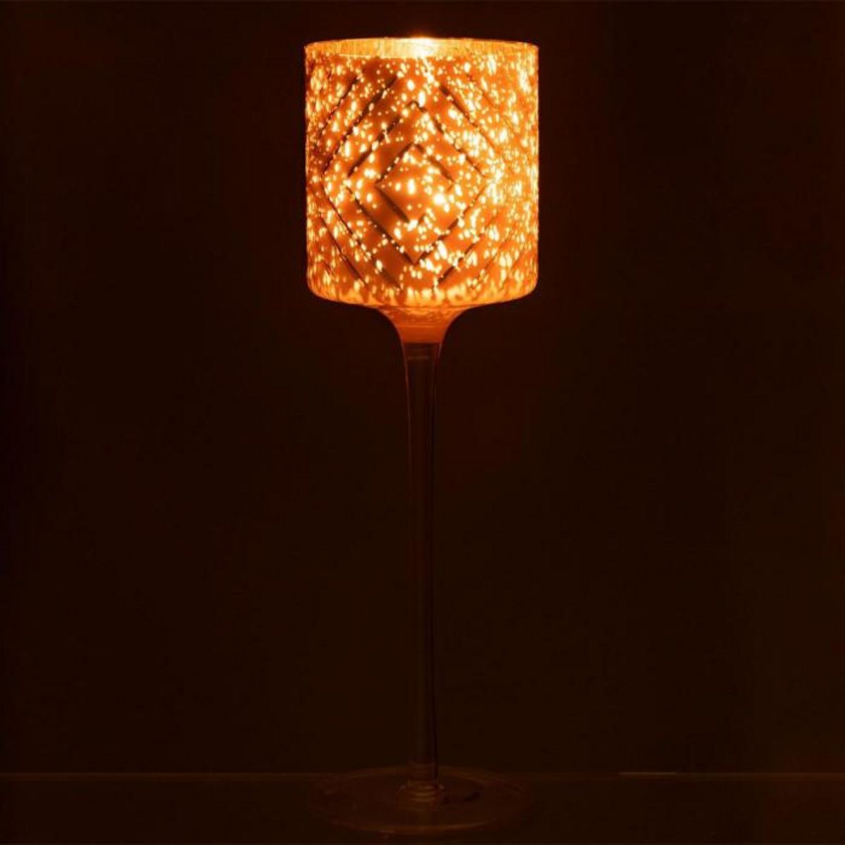 Paris Prix Photophore Rond sur Pied  Zigzag  30cm Saumon