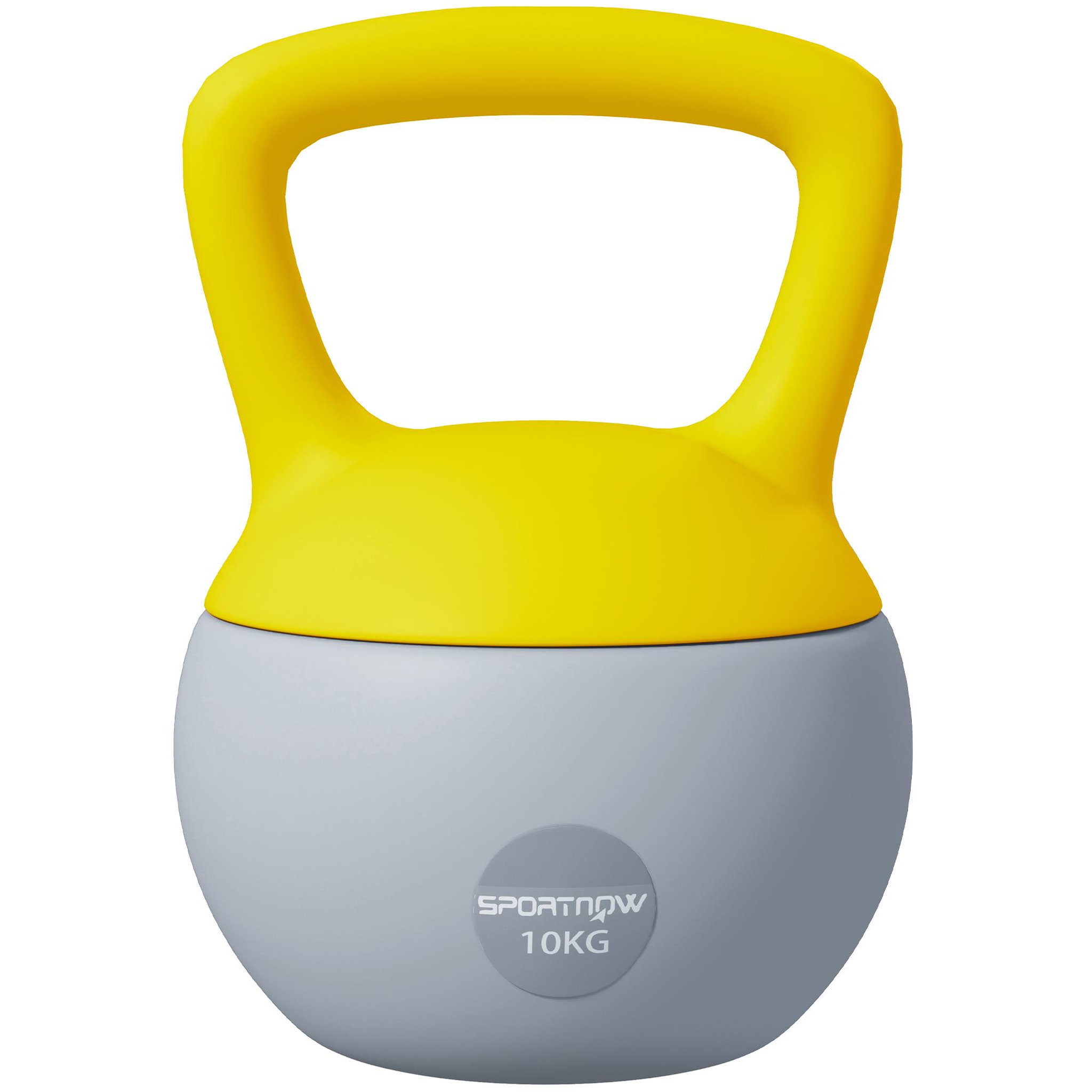HOMCOM Kettlebell 10 kg - prise ergonomique - entraînement musculaire & haltérophilie - pvc gris jaune