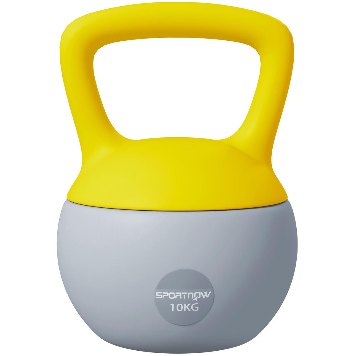 HOMCOM Kettlebell 10 Kg - prise ergonomique - entraînement musculaire & haltérophilie - PVC gris jaune