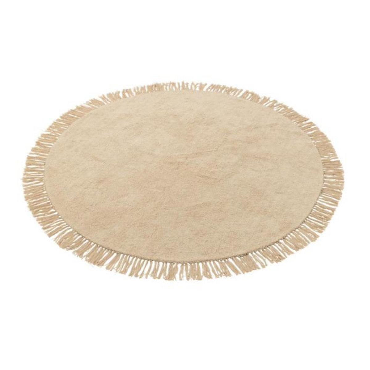 Paris Prix Tapis Rond à Franges  Bohemia  150cm Beige Clair