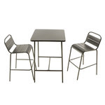 CONCEPT USINE Ensemble table de bar et 2 chaises hautes d'extérieur gris foncé BERGAME