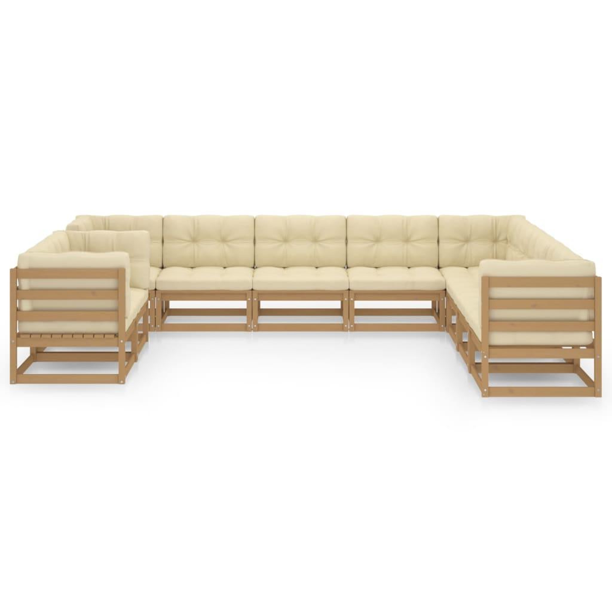 Voir la diapositive 2 : VIDAXL Salon de jardin 10 pcs avec coussins Marron miel Bois de pin