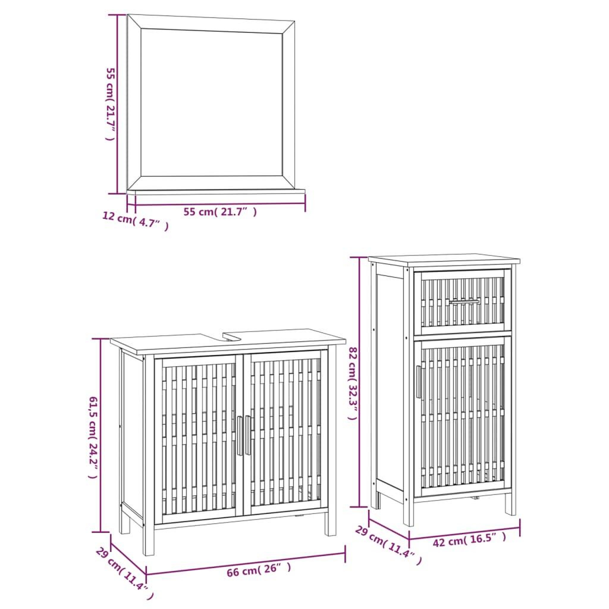 Voir la diapositive 6 : VIDAXL Ensemble de meubles de salle de bain 3 pcs Bois massif de noyer