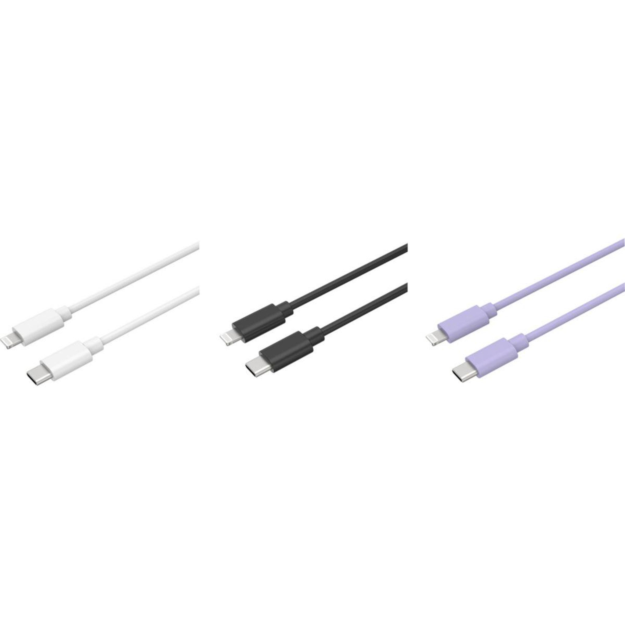 Voir la diapositive 3 : ESSENTIEL B Câble lightning pack 3 câbles usb-c 1m blanc/noir/mauve