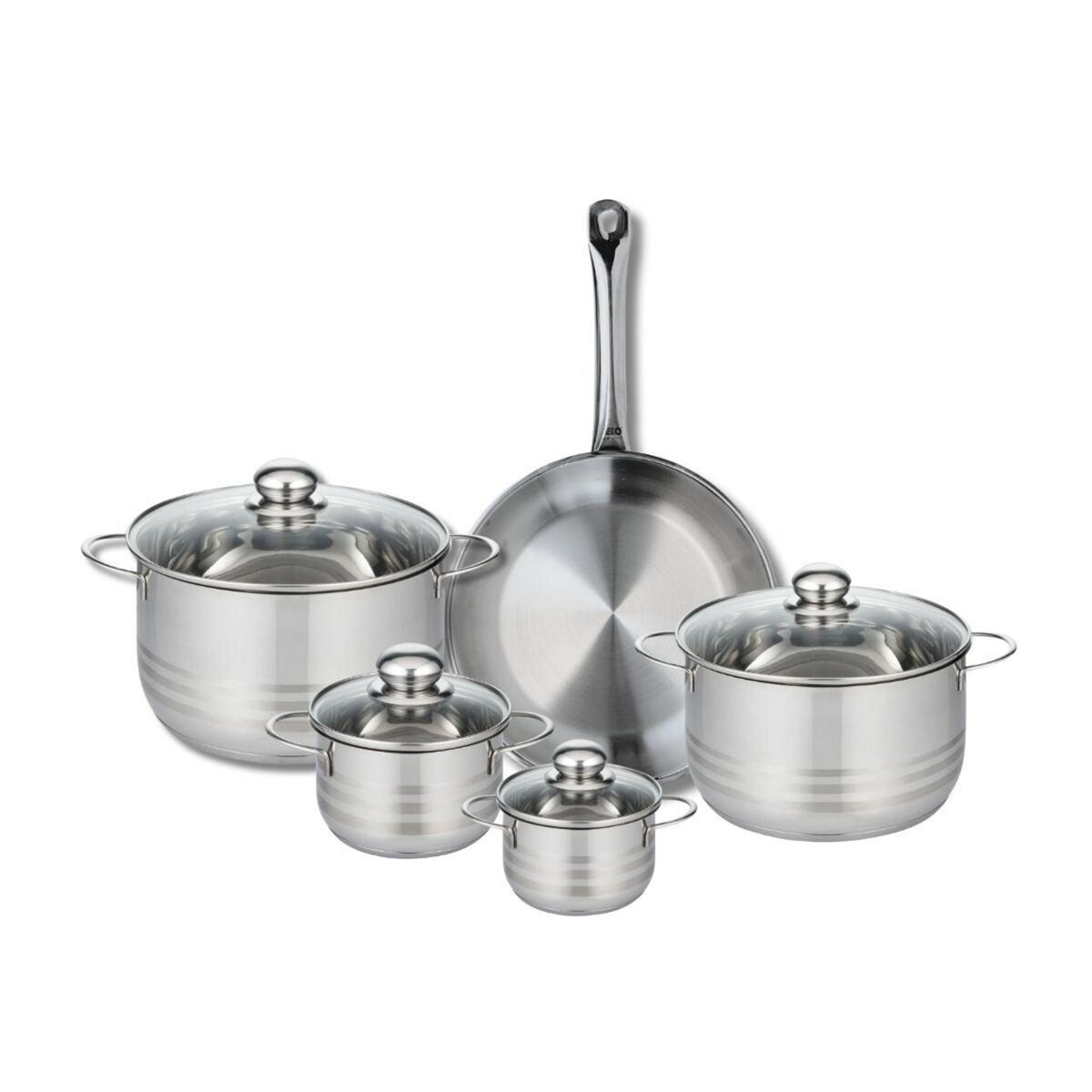 ELO Ensemble de 1 Poêle de cuisson 28 cm et 4 faitouts 12, 14, 20 et 24 cm Elo Profi Brillant