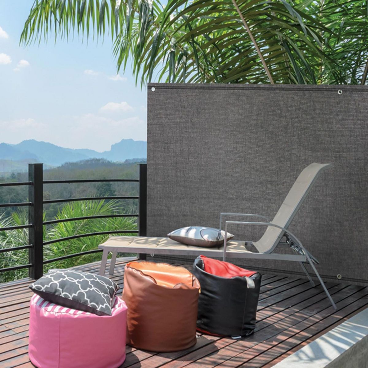 ID MARKET Brise vue renforcé 1,8 x 10 M gris 220 gr/m² luxe PRO