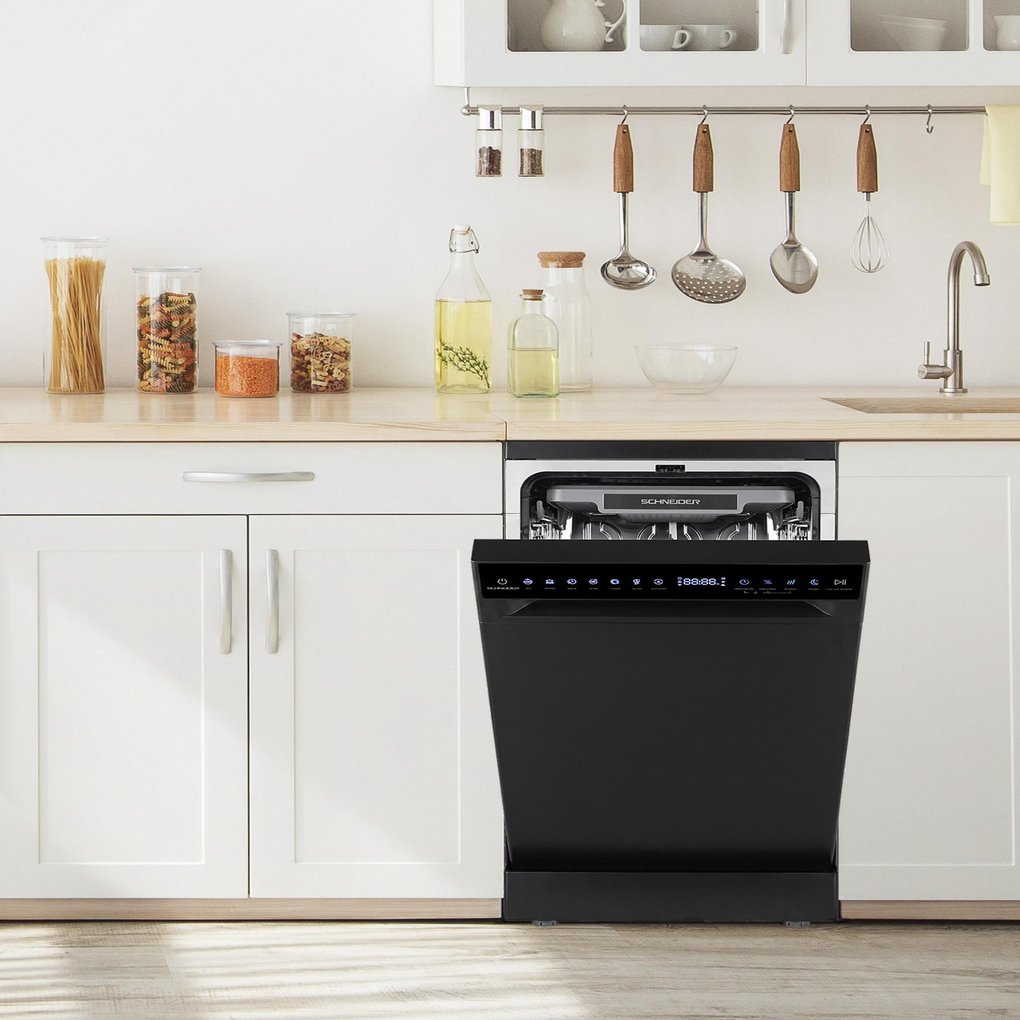 Voir la diapositive 2 : SCHNEIDER Schneider scdw1144cb - lave-vaisselle pose libre 11 couverts 45cm noir