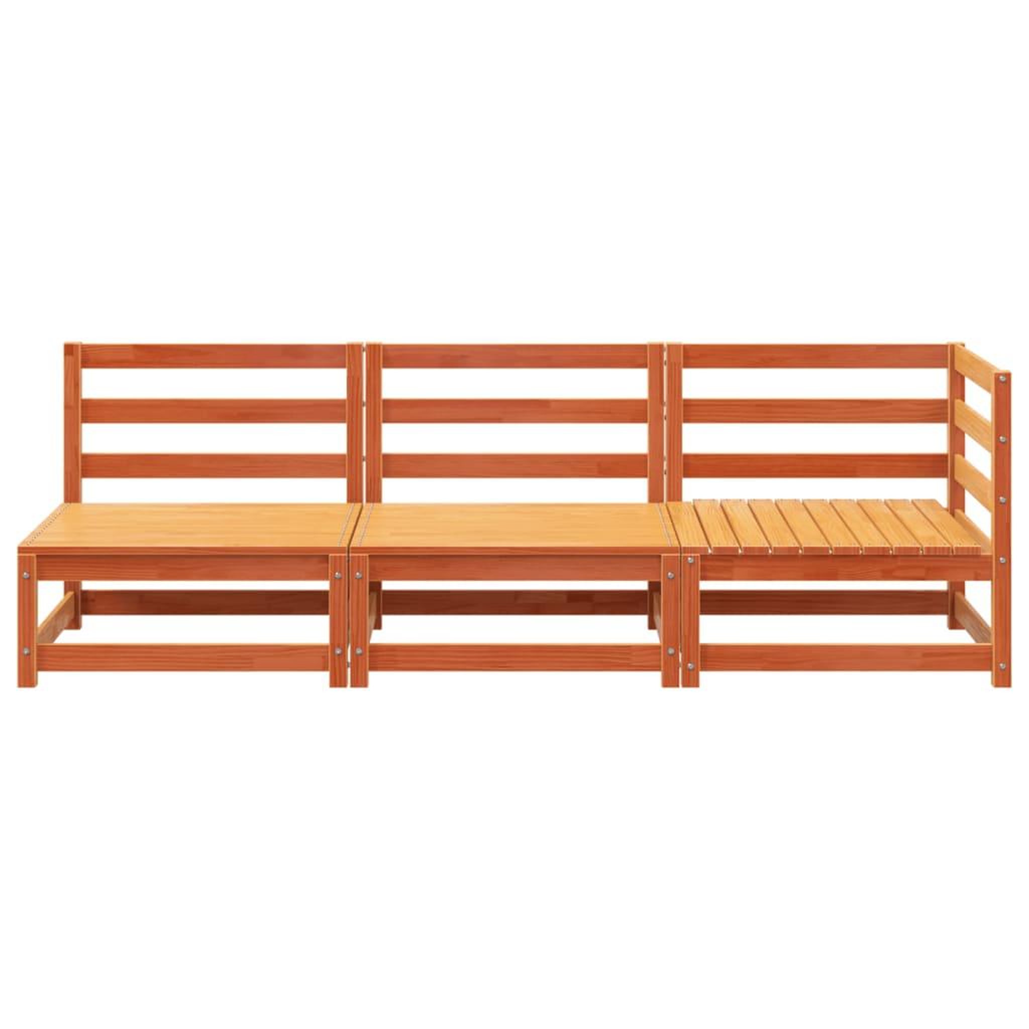 Voir la diapositive 4 : VIDAXL Canape de jardin 3 places cire marron bois de pin massif