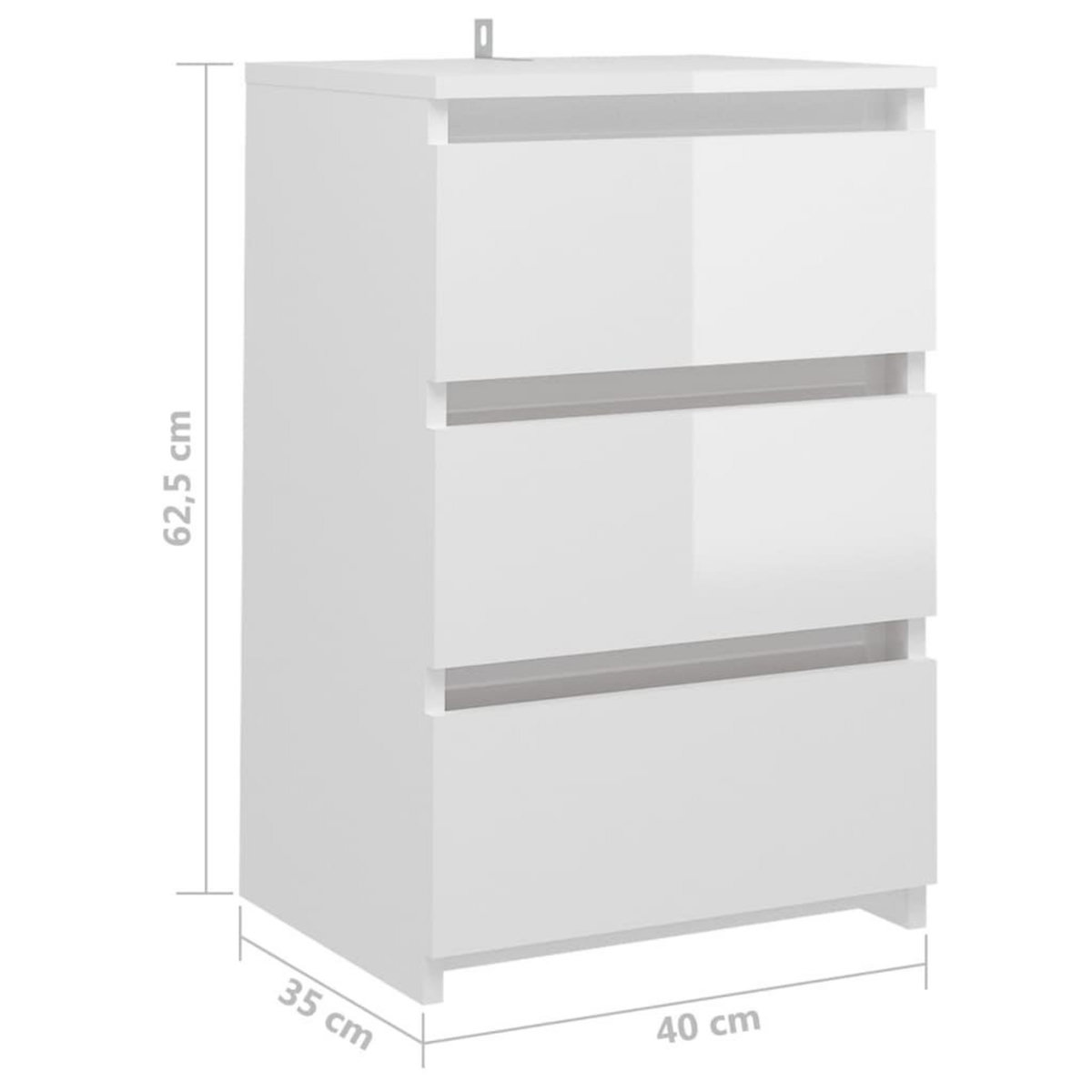 VIDAXL Tables de chevet 2 pcs Blanc brillant 40x35x62,5 cm Agglomere