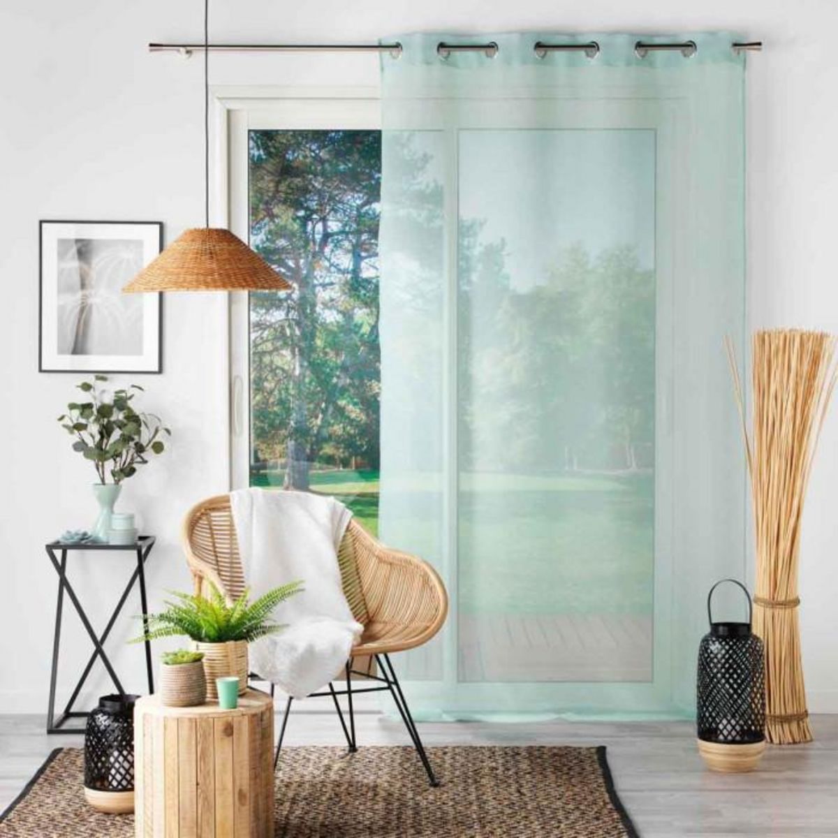 Paris Prix Rideau Voilage à Œillets  Sandra  140x280cm Menthe