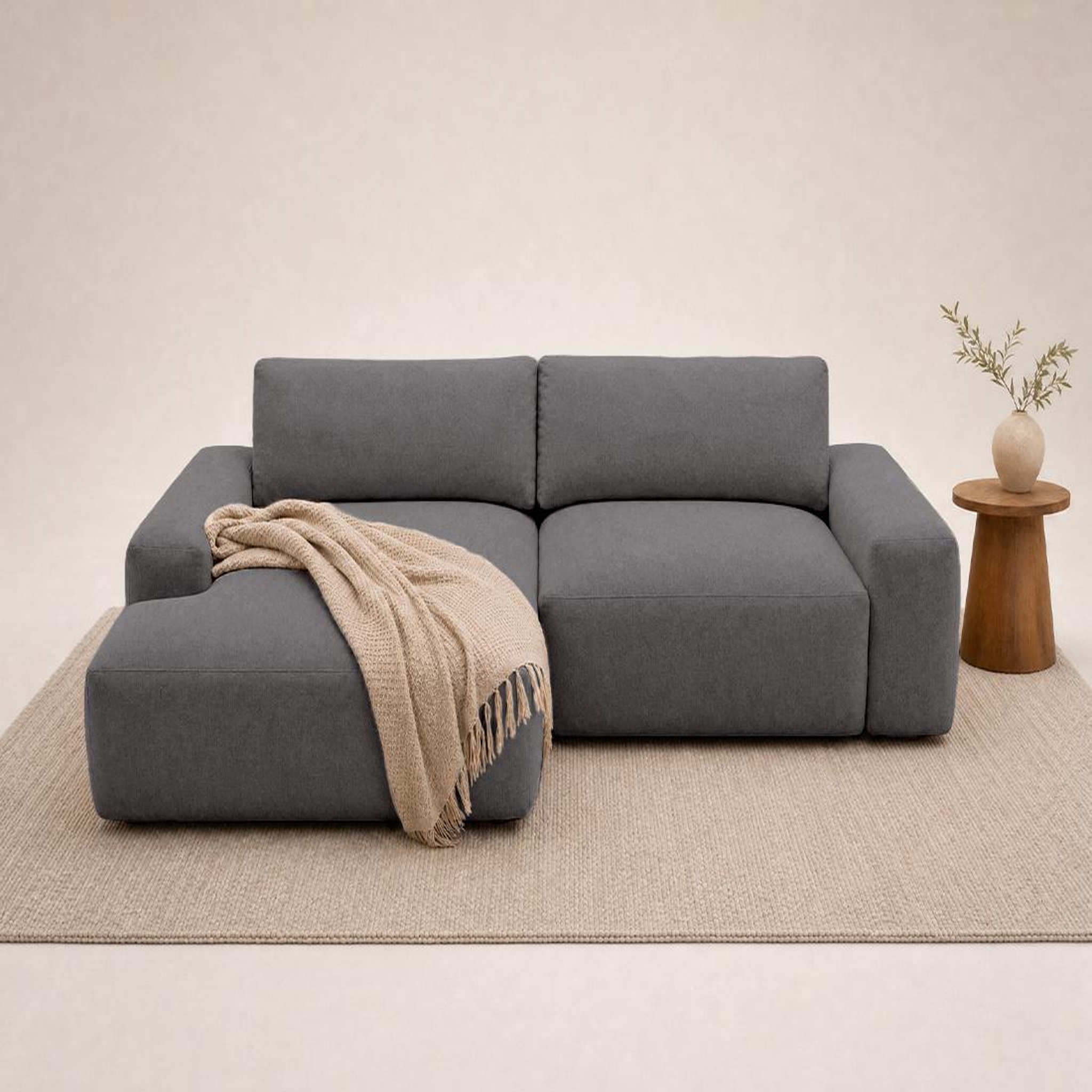 Voir la diapositive 2 : BEST MOBILIER Tama - canapé d'angle gauche 4 places convertible avec coffre en tissu