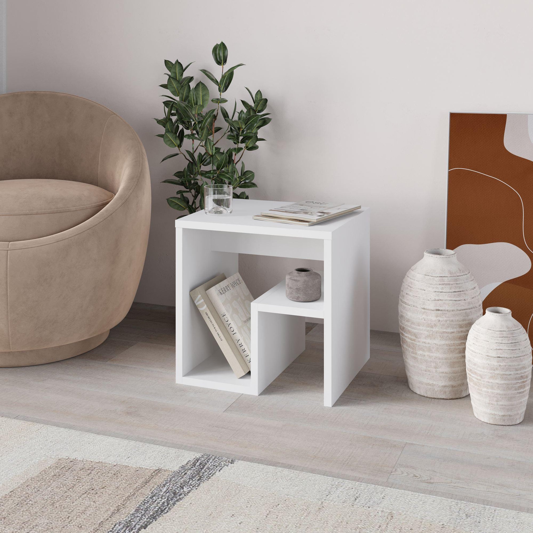 Voir la diapositive 2 : Habitat et Jardin Table d'appoint en bois  bon  40 x 35 x 40 cm - blanc