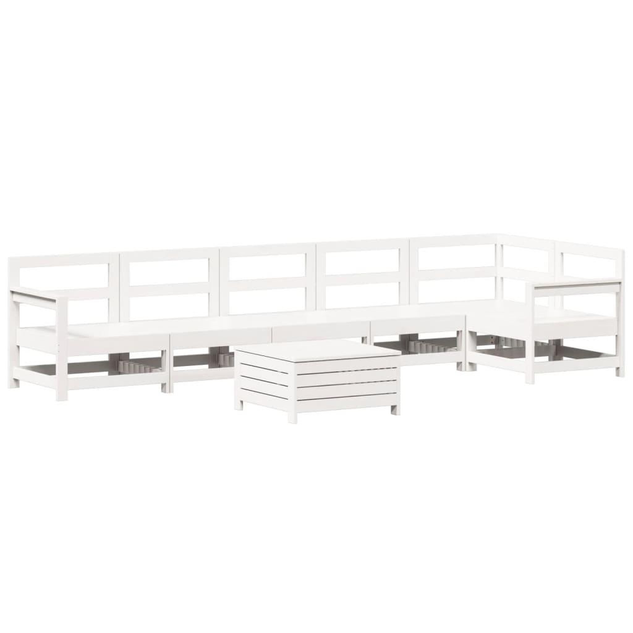 Voir la diapositive 2 : VIDAXL Salon de jardin 7 pcs blanc bois de pin massif