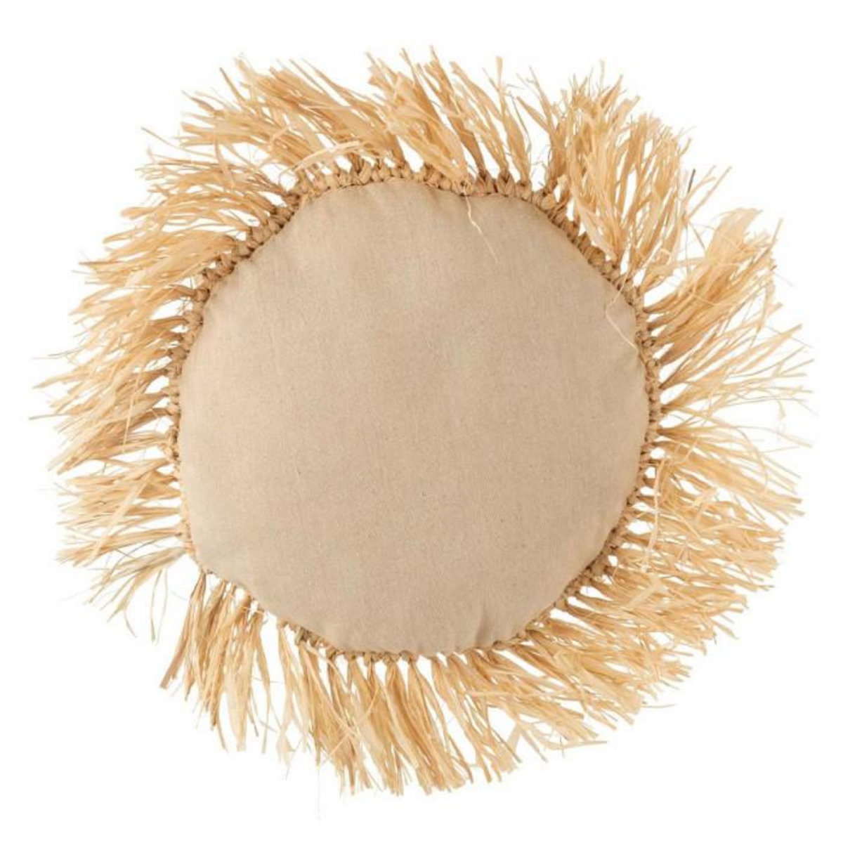 Paris Prix Coussin Déco  Rond Raphia  45cm Naturel
