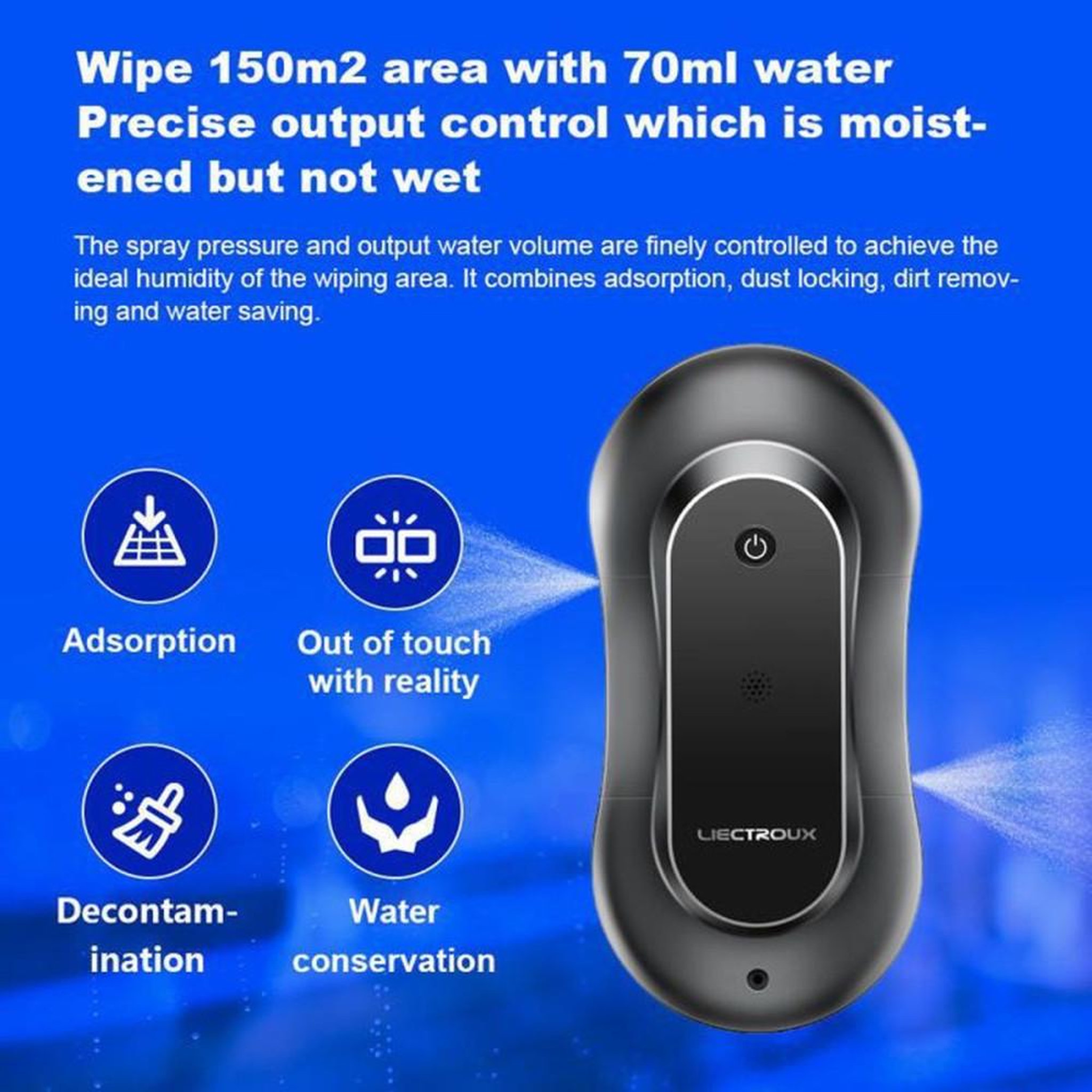 Voir la diapositive 6 : Robot nettoyeur de vitres intelligent YW810 avec contrôle via appli, double pulvérisation 70 ml, détection des bords, protection anti-chute et système UPS