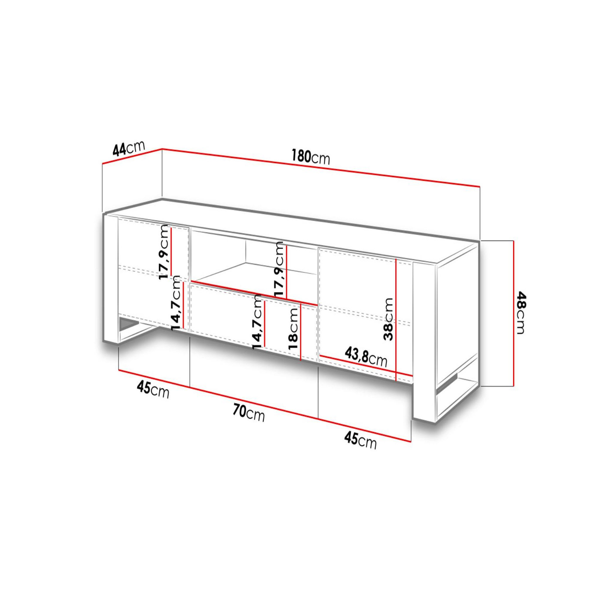 Voir la diapositive 4 : BEST MOBILIER Willow - meuble tv - effet bois et gris - 180 cm - style industriel