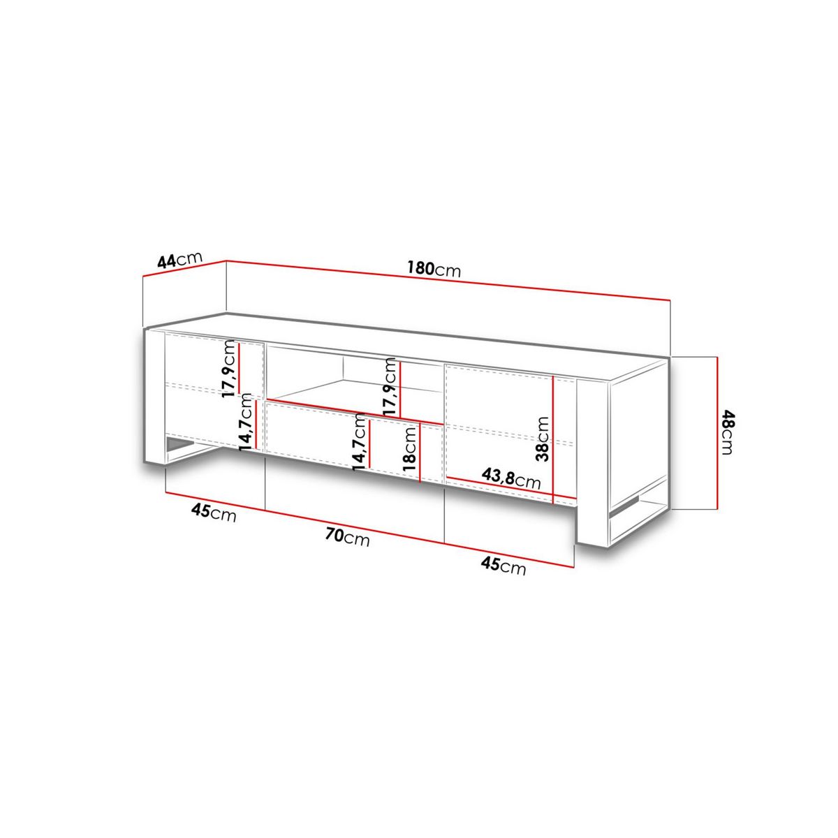 BEST MOBILIER Willow - meuble tv - effet bois et gris - 180 cm - style industriel