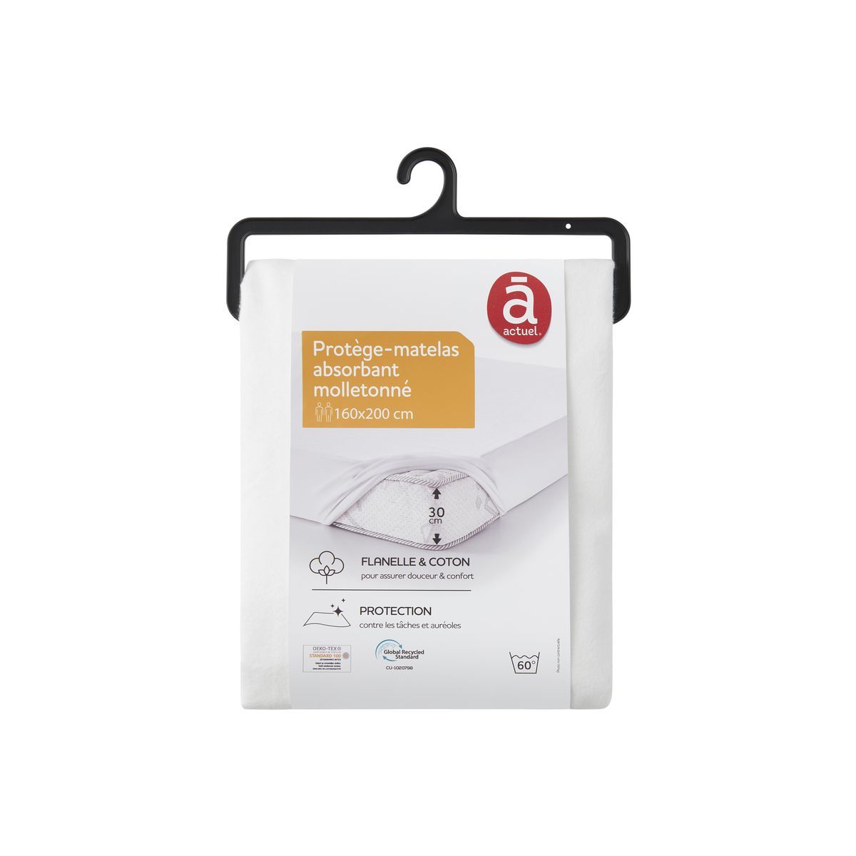 ACTUEL Protège matelas en molleton absorbant 165 gr/m² protection contre les taches et auréoles