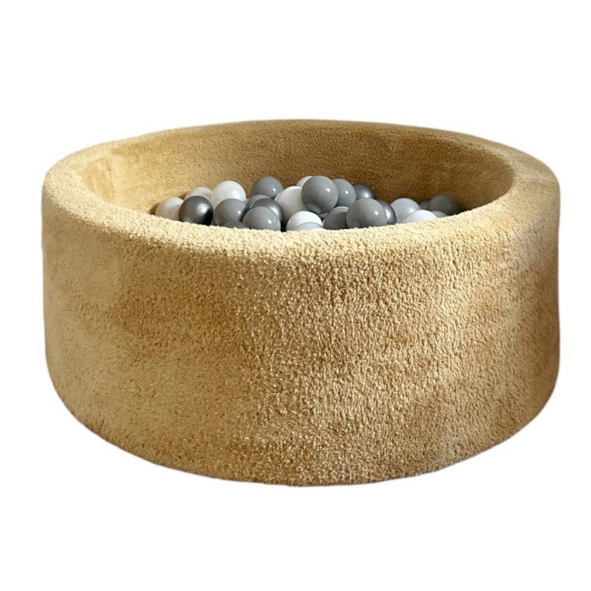 MONIO FOR KIDS Peluche piscine à balles 90 cm moutarde + 200 balles