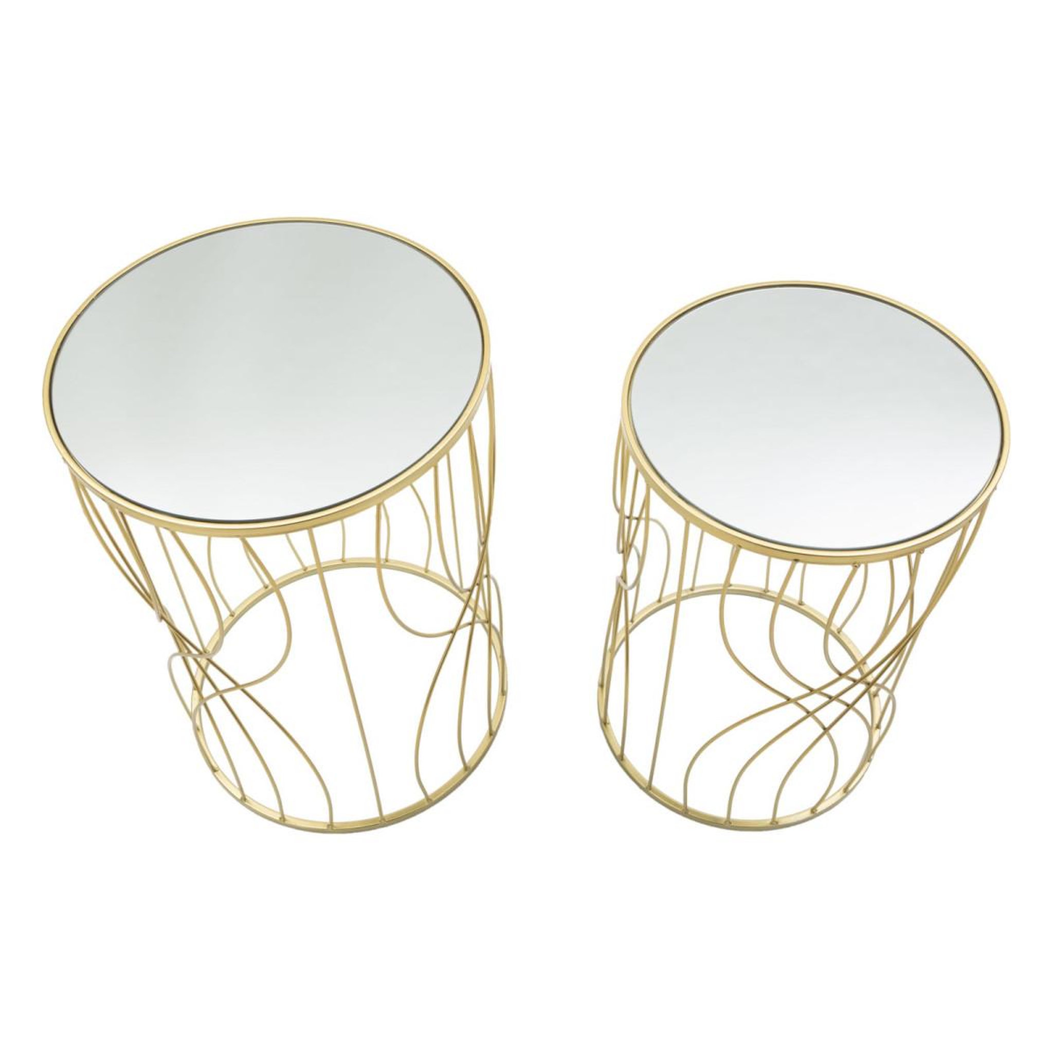 Voir la diapositive 2 : Paris Prix Lot de 2 tables d'appoint  lignes  55cm or