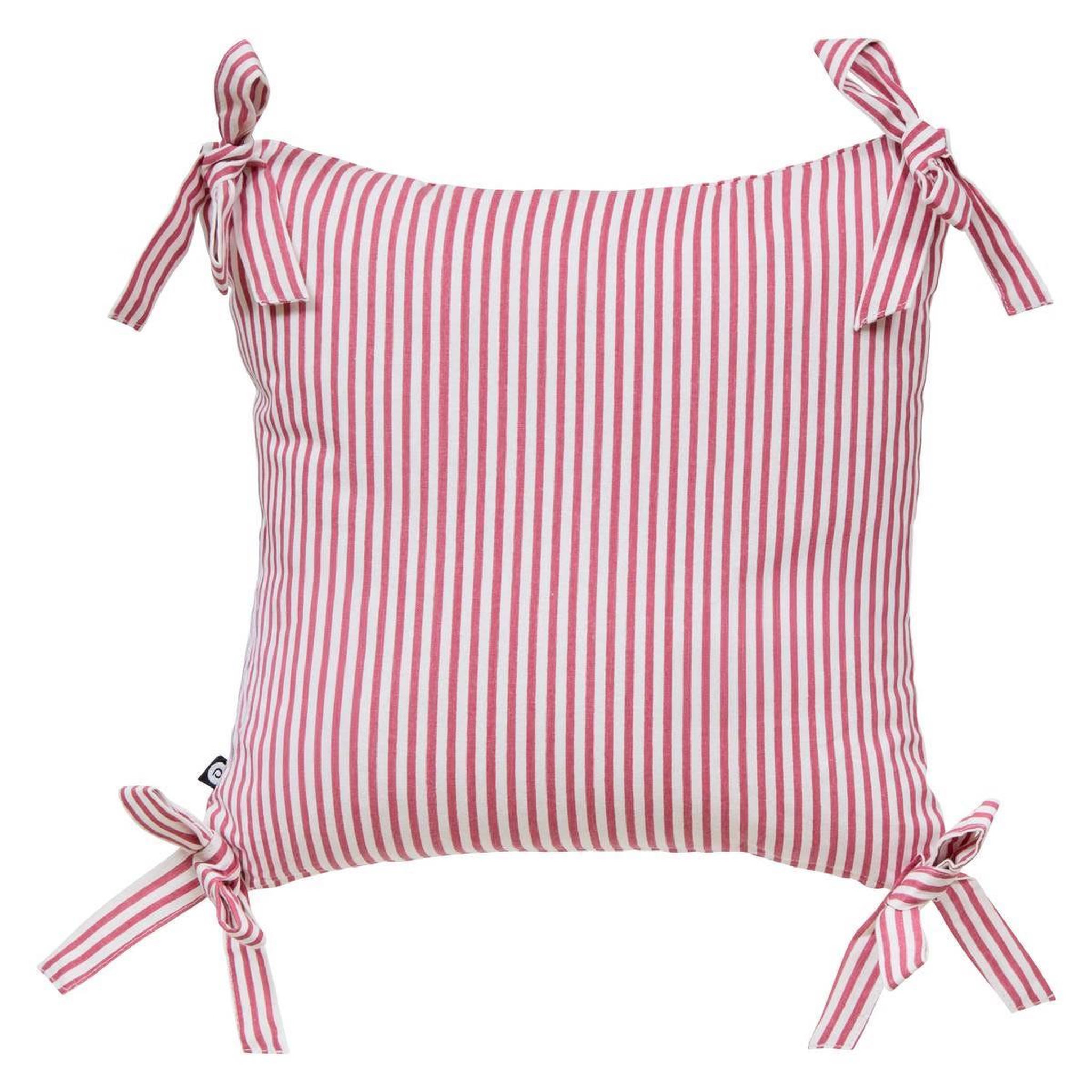 ATMOSPHERA Coussin à rayures  fleur de rose  40x40cm rose