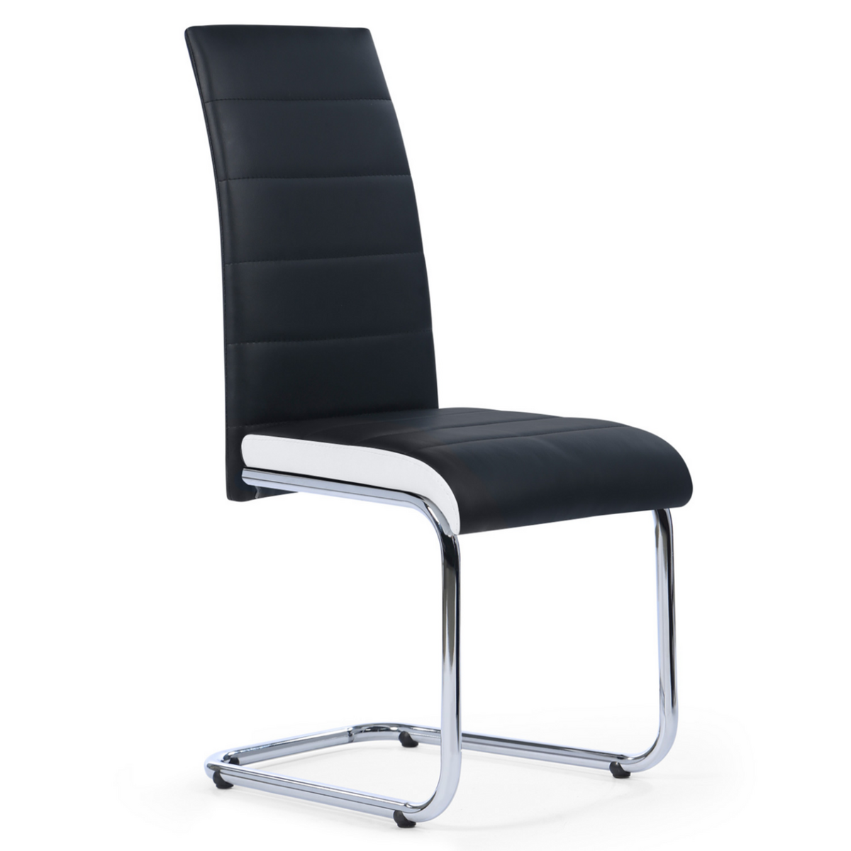 ID MARKET Lot de 6 chaises MIA noires liseré blanc pour salle à manger