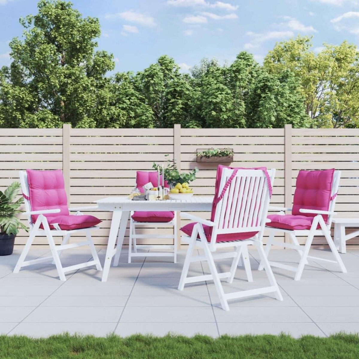 VIDAXL Coussins de chaise a dossier bas lot de 4 rose tissu oxford