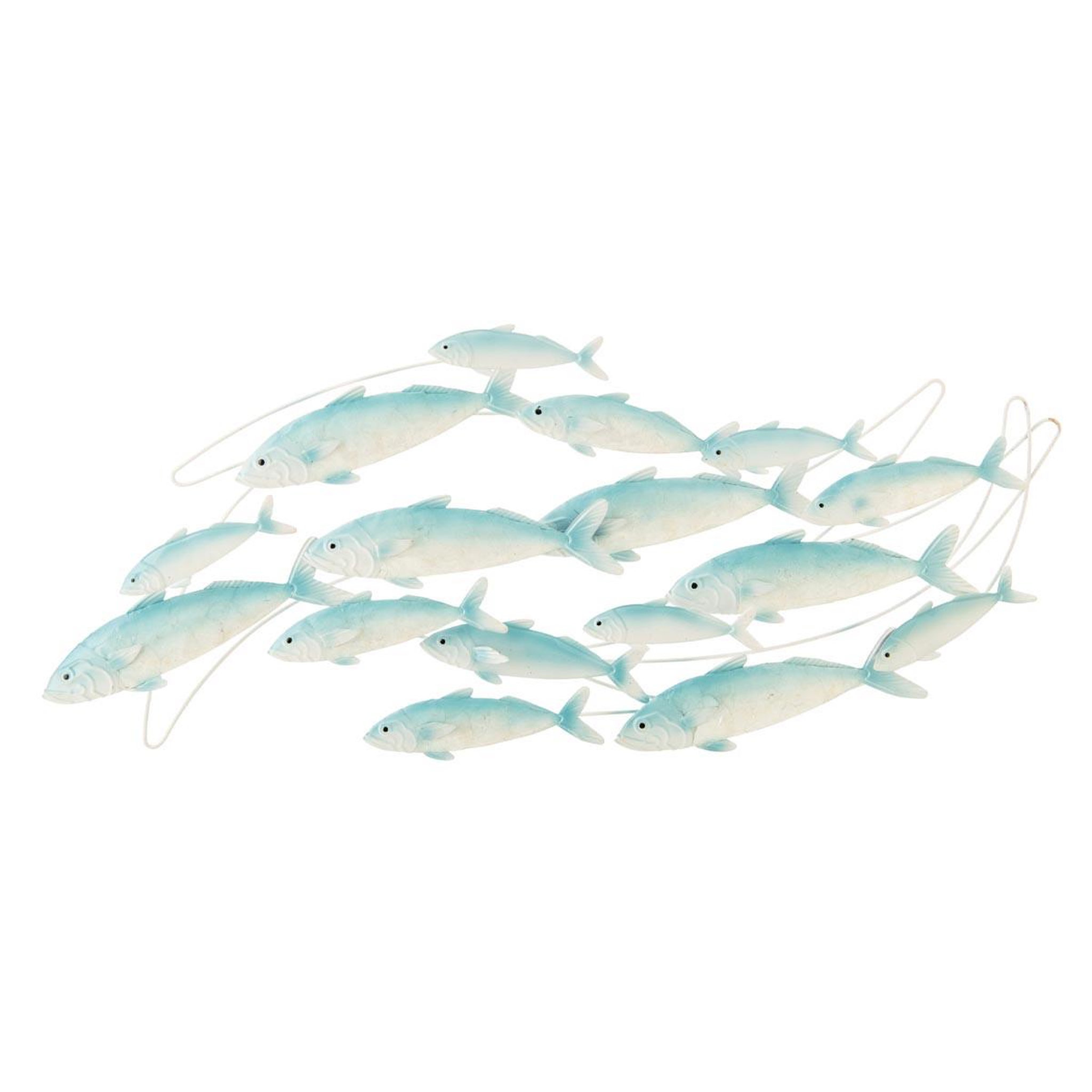 J-LINE Déco murale en métal  groupe de poissons  111cm bleu clair