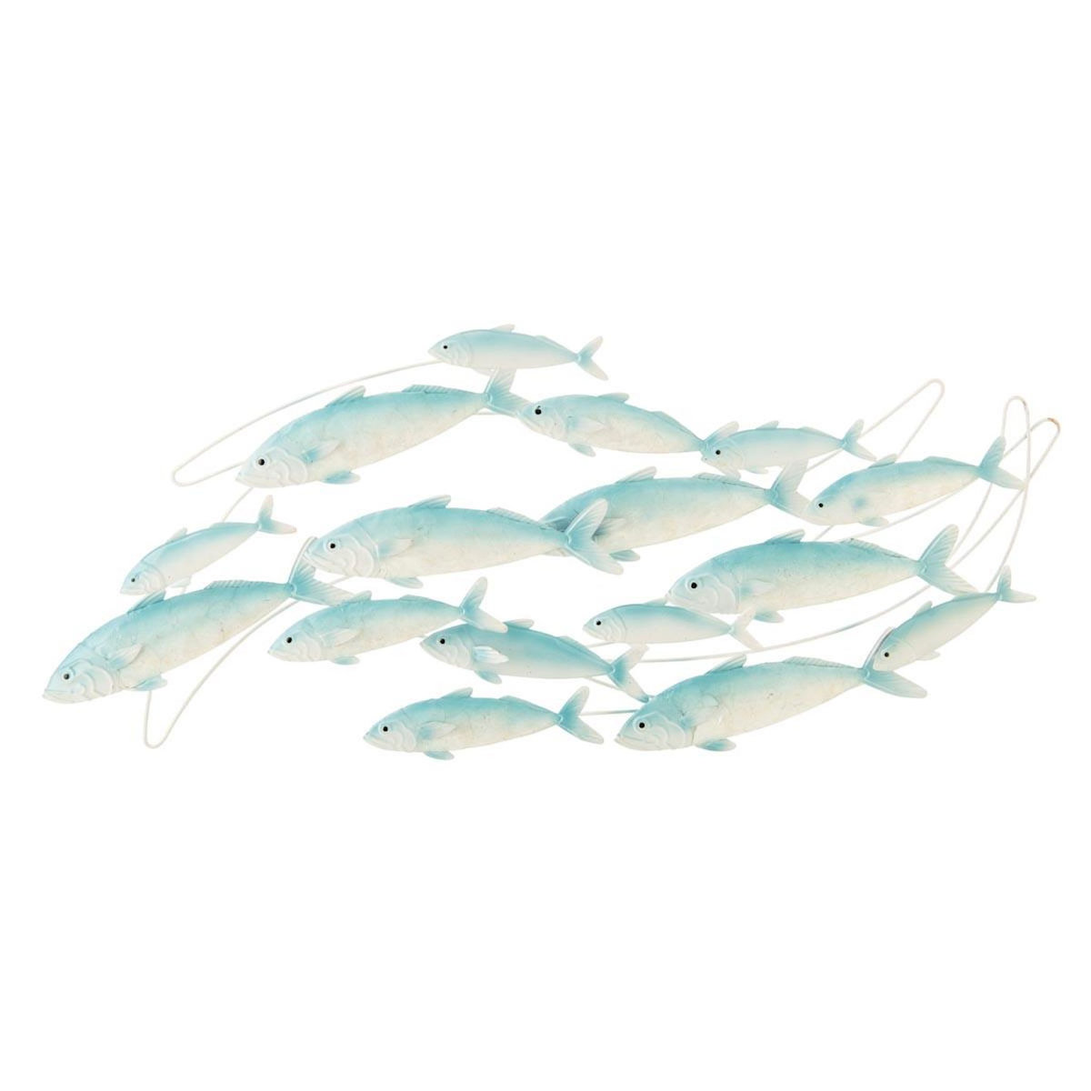 Paris Prix Déco Murale en Métal  Groupe de poissons  111cm Bleu Clair