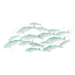 Paris Prix Déco Murale en Métal  Groupe de poissons  111cm Bleu Clair