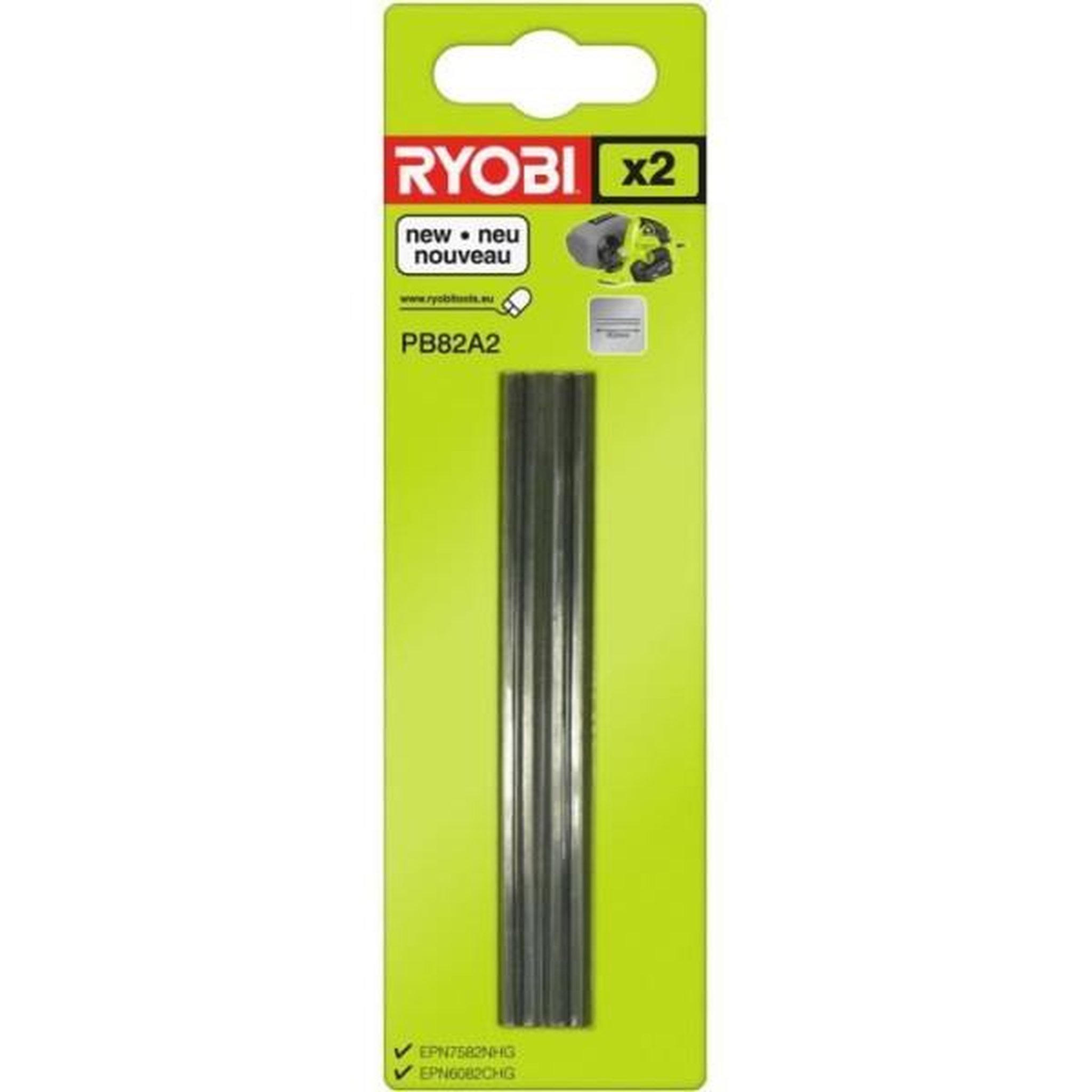 Ryobi Jeu de 2 fers jetables carbure ryobi pour rabots 82mm pb82a2