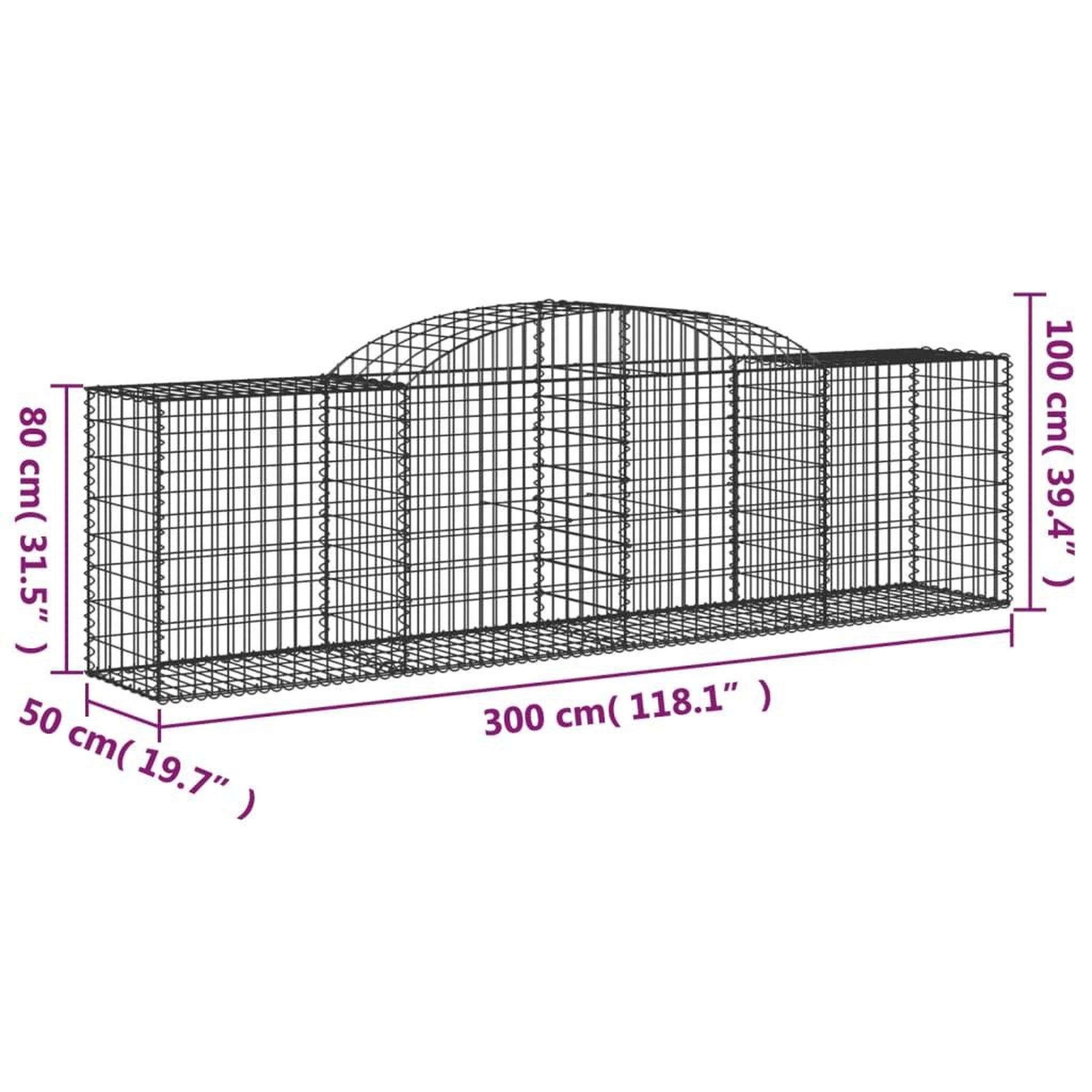 Voir la diapositive 6 : VIDAXL Paniers a gabions arques 9 pcs 300x50x80/100 cm fer galvanise